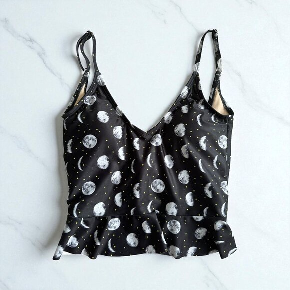 KORTNI JEANE Moon Lunar Phases Print Swim Tankini Top Size XS - Picture 1 of 5